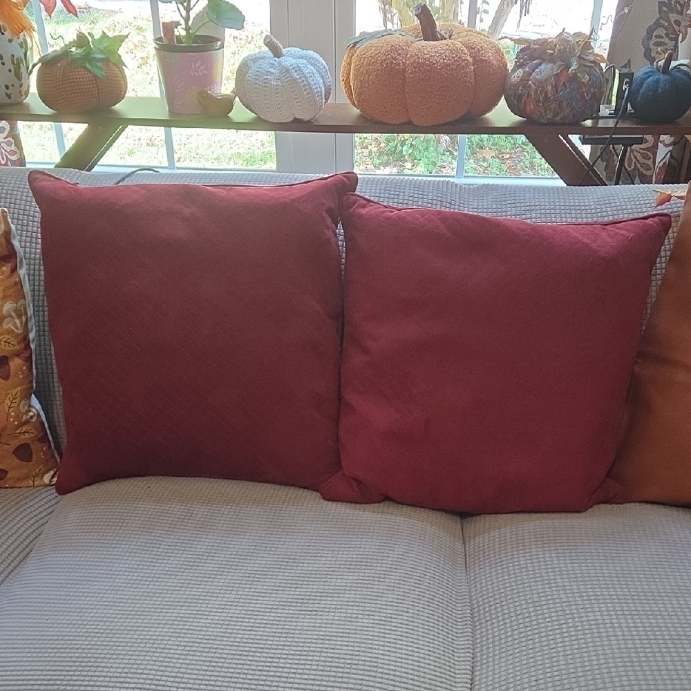 Dark Red Throw Pillow Covers (2)